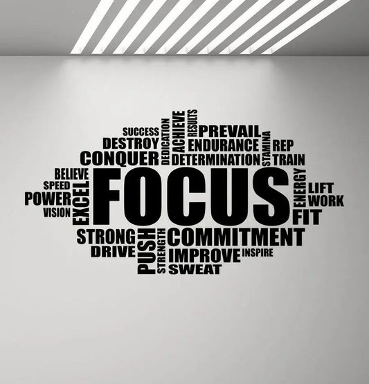FOCUS™ Decalque de Parede Motivacional em Vinil | Home Gym, Ginásio e Escritório