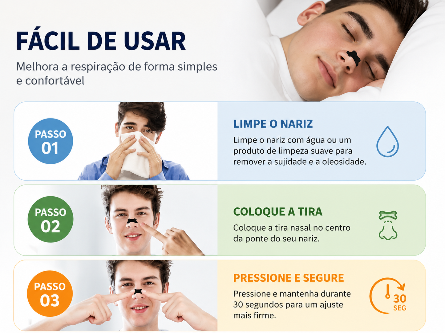 Tiras Nasais Pretas Extra Fortes – 60/30/10 Unidades